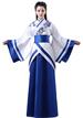 曲裾深衣(型2藍白)-古裝唐裝漢服女裝入塞漢代服裝民族曲裾深衣(型2藍白)